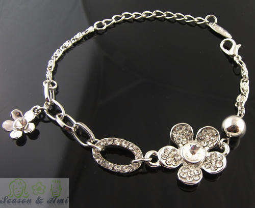 NEW fashion white rhinestone flower bracelet