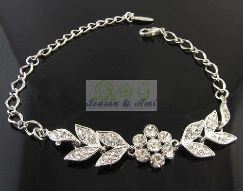 NEW fashion white rhinestone blink flower bracelet
