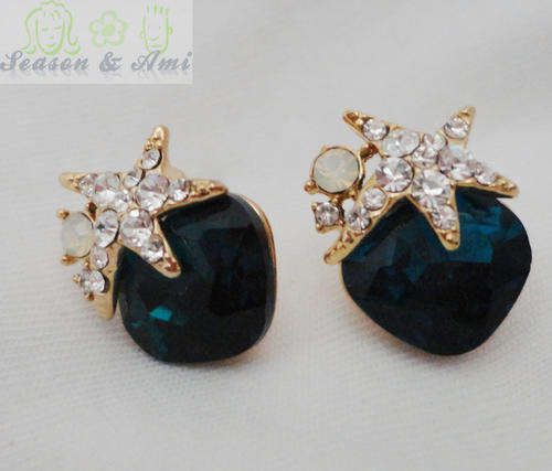 fashion bule rhinestone earrings