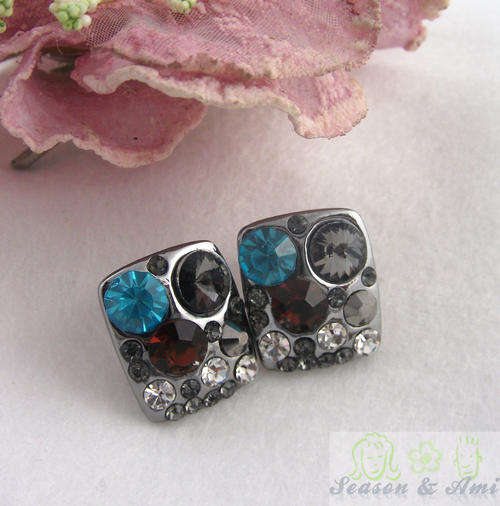 fashion multicolor diamonds stud earrings