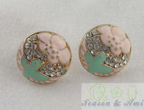 fashion pink bird earrings