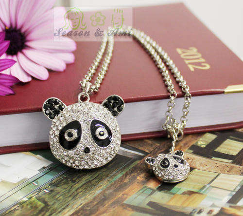 loving 2 panda head nacklace