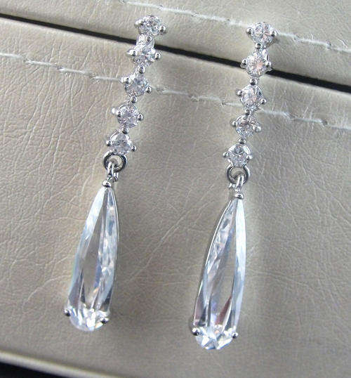 fashion white zircon pendant wedding earrings
