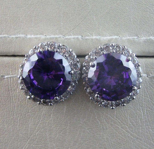 fashion purple zircon stud earrings