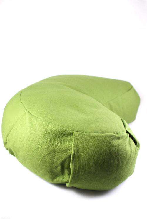 Crescent Meditation Cushion (Zafu) Green Buckwheat Hulls