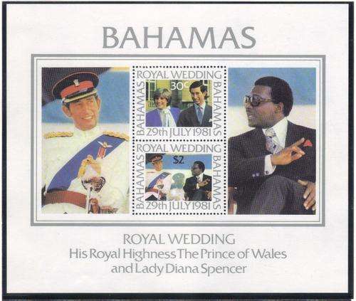 GB - 1981 - Royal Wedding Charles & Diana - Bahamas - Souvenir Sheet containing set of 2 values