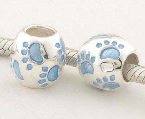 BLUE FOOTPRINT 925 STERLING SILVER CHARM BEAD NOT PLATED