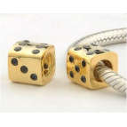 14K LUCKY GOLD DICE 925 STERLING SILVER CHARM BEAD NOT PLATED