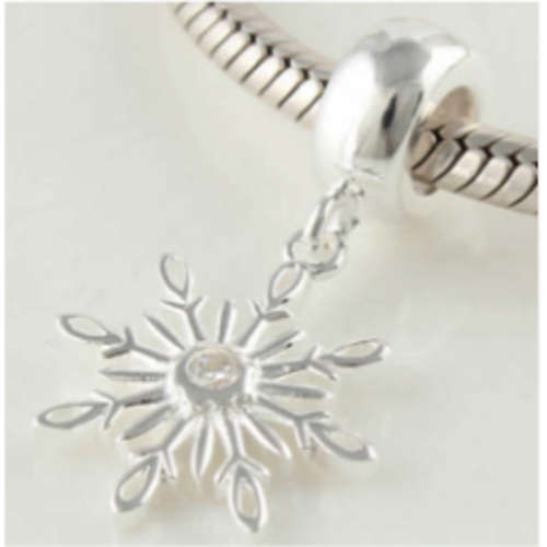 GLISTENING SNOW FLAKE 925 STERLING SILVER CHARM BEAD NOT PLATED SBD-223 product stars