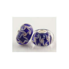 ROYAL BLUE SWIRL MURANO GLASS 925 STERLING SILVER CHARM BEAD NOT PLATED