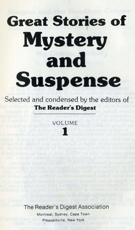 [B:2:S:CC]-Readers Digest Condensed Books Great Stories of Mystery and Suspense. Volume 1 - Various