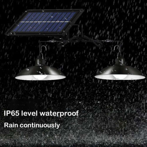 Solar Pendant Light Outdoor Indoor Double Headed Garden Security Flood Light