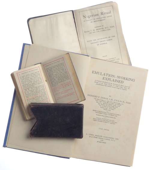 Free mason apron literature books masonic documents certificate rare lot