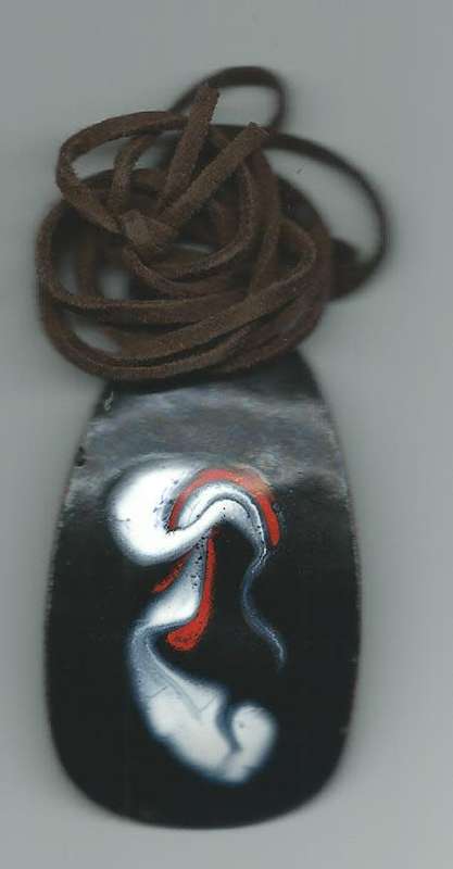 TRENDY, ENAMEL FIRED NECKLACE ON BRASS BACKING
