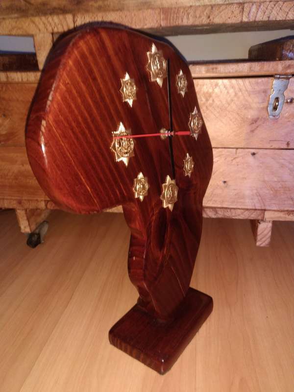 SAP-Pre 1994- Africa Shaped-Wood Polished- Quartz clock