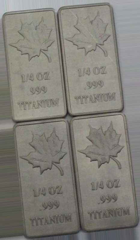 NEW!!! 4 BARS  x 1/4 oz Titanium Maple Leaf
