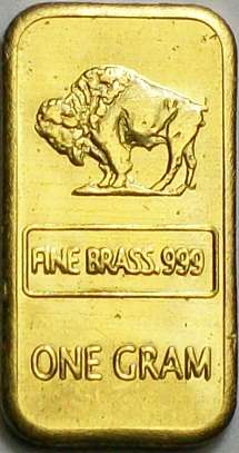 [2 BARS] 2 x 1 Gram  NEW Buffalo Brass Bars!!!!