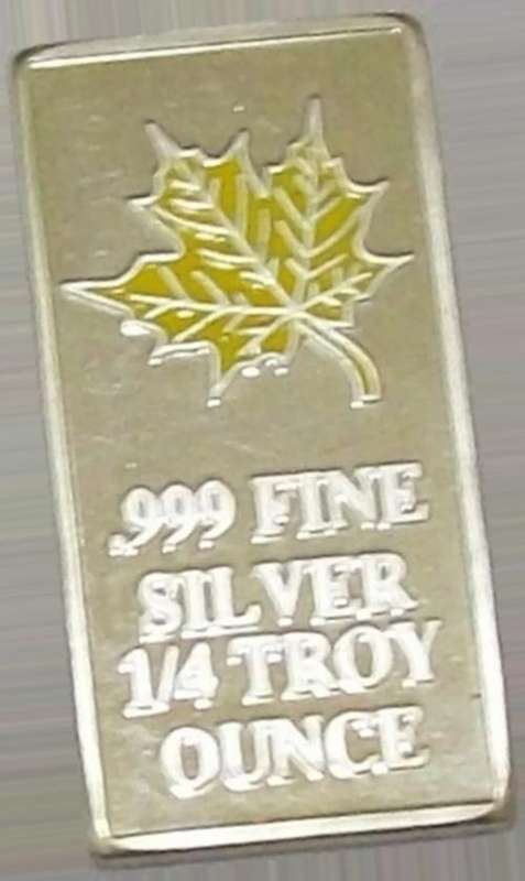 1/4 Troy Oz .999 Silver Maple Bar (Yellow Enamel)