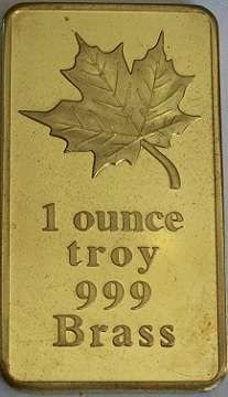 1 Troy Oz (31.1 gram) Brass Maple Leaf Bar