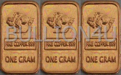 [2 BARS] 2 x 1 Gram  NEW Buffalo Copper Bars!!!!