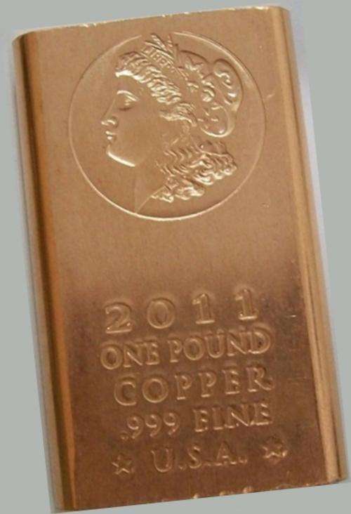 16 Oz (One Pound) 2011 .999 Fine Copper Morgan Dollar Bar