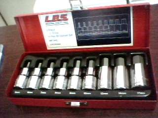 LBS 9 piece 1/2 inch drive in-hex bit socket set (Shipping R50)