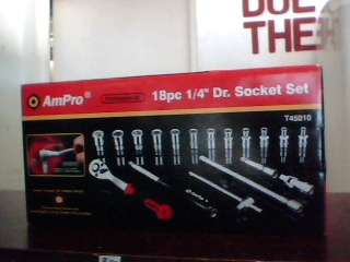Ampro 18 Piece 1/4 inch drive Socket Set (Shipping R45)