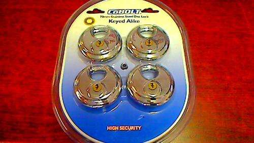 Cobalt 70mm Keyed Alike Stainless Steel Disc Lock