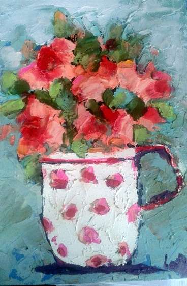 Heavy textured acrylic on board by Lofty