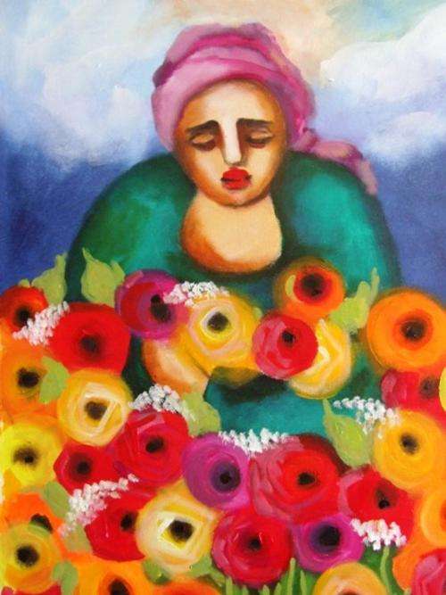 Smell the flowers (550 x 750) Acrylic.