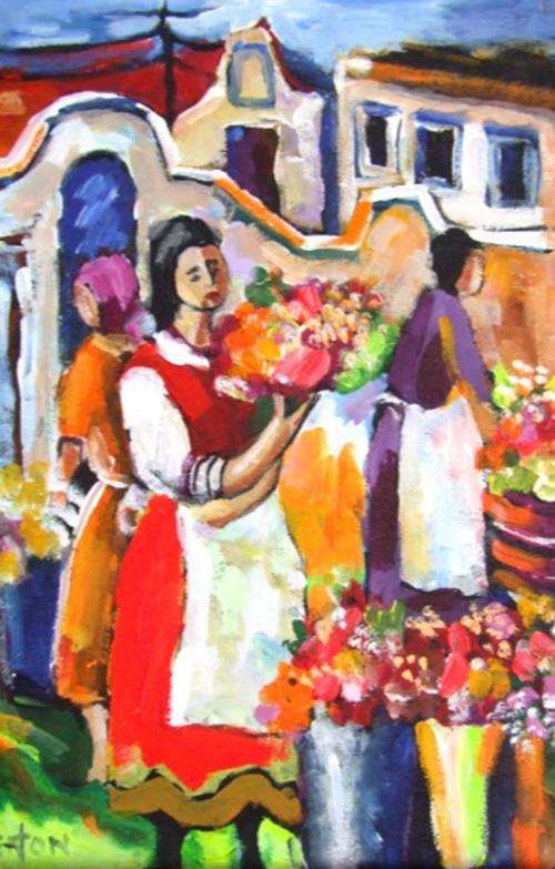 Flower market (400 x 600)  Acrylic on board.