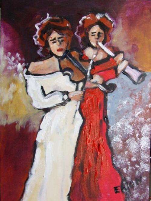 Musicians (250 x350)  Acrylic on canvas board. Unframed.