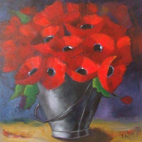 Red poppies (700 x 700) Acrylic on canvas.