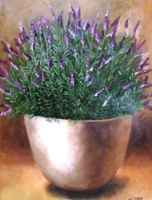 Lavender in bowl(600 x 800)  Acrylic on canvas. Unframed