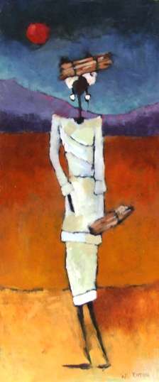 Africa figure 1(300 x 900) Acrylic on canvas. Unframed.