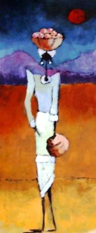 Africa figure 2(300 x 900) Acrylic on canvas. Unframed.
