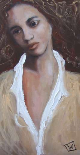Woman in white (400 x 600 ) Acrylic on board. Unframed.