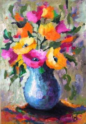 Flowers in vase (400 x 600) . Unframed