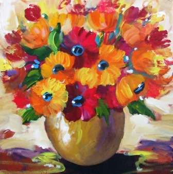 Flowers to enjoy . Acrylic on canvas.(600 x 600) Unframed.