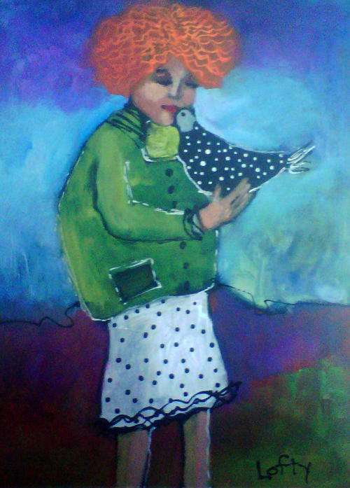 Love my  guinea fowl  .Oil glazed Acrylic on board. (300 x 400)