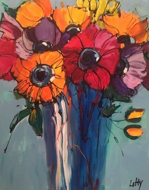 Flowers (550 x 750) on canvas by Lofty . Unframed