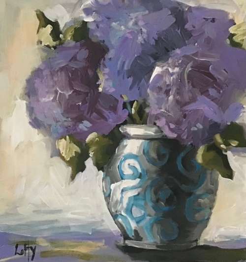 The blue vase ( 460 x 480)Lofty. Acrylic on canvas.