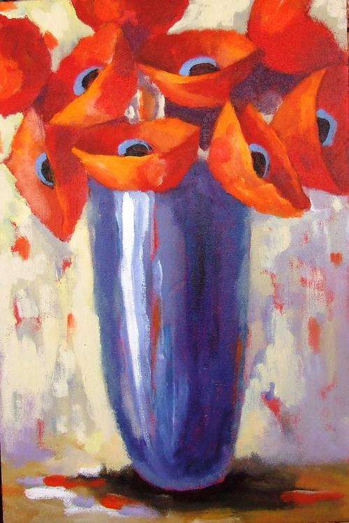Lofty Eaton.(400 x 600)  Red Poppies. Acrylic on board.