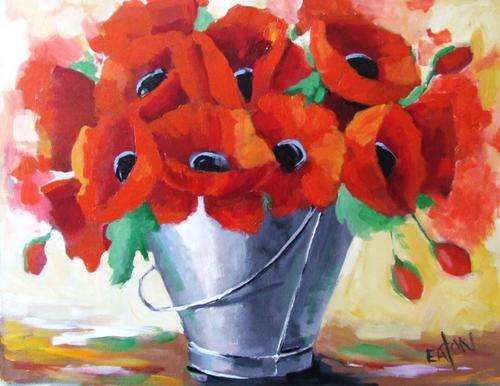 Red poppies.(560x760) . Acrylic on canvas.Unframed