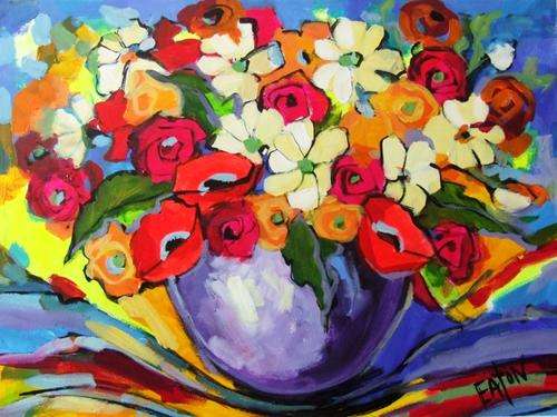 Flowers for joy. (560x760)  Acrylic on canvas.Unframed.
