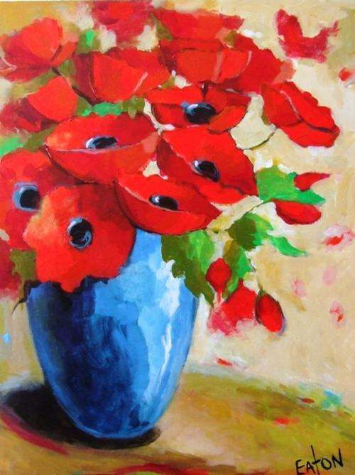 Red poppies (560x760)  Acrylic on canvas.Unframed.