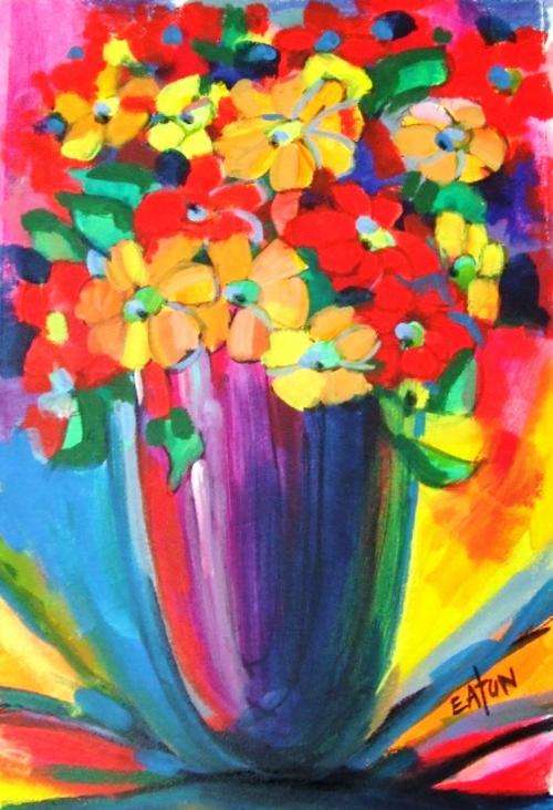 Shapes and colours (350x560)  Acrylic on canvas.Unframed