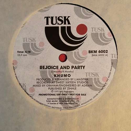 Khumo - Rejoice and Party Vinyl Maxi Single Promo South African