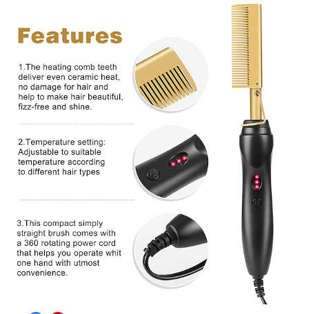 2-in-1 hot comb hair straightener