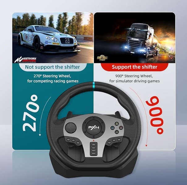 PXN Gaming Racing Steering Wheel V9 Xbox Steering Wheel 270/900° Car Simulation